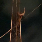 टॉवर पर चढ़ा युवक