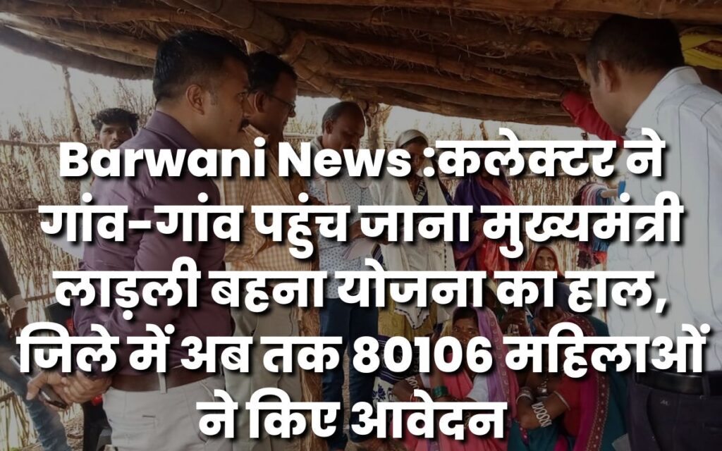 Barwani News :कलेक्टर ने गांव-गांव पहुंच जाना मुख्यमंत्री लाड़ली बहना योजना का हाल, जिले में अब तक 80106 महिलाओं ने किए आवेदन