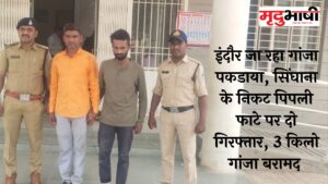 इंदौर जा रहा गांजा पकडाया, सिंघाना के निकट पिपली फाटे पर दो गिरफ्तार, 3 किलो गांजा बरामद