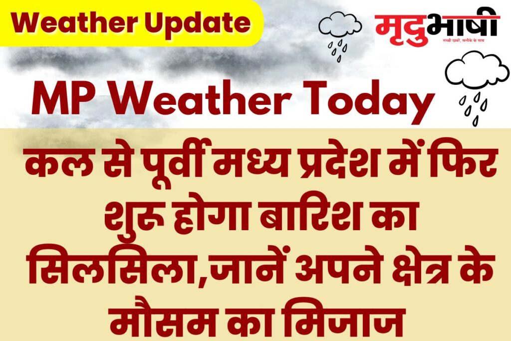 कल से पूर्वी मध्य प्रदेश में फिर शुरू होगा बारिश का सिलसिला,जानें अपने क्षेत्र के मौसम का मिजाज