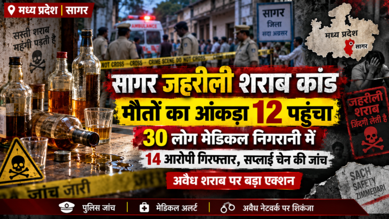 सागर जहरीली शराब कांड: मौतों का आंकड़ा 12 पहुंचा, 30 लोग मेडिकल निगरानी में