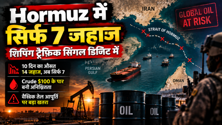 Hormuz में shipping traffic सिंगल डिजिट में: सिर्फ 7 जहाजों ने किया transit