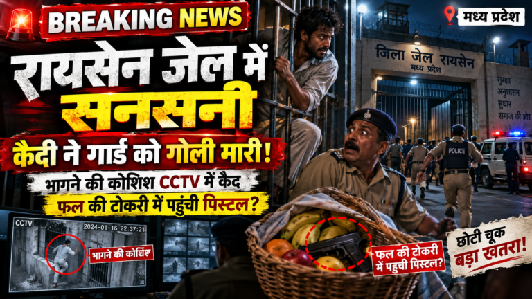 रायसेन जेल में सनसनी: कैदी ने गार्ड को गोली मारी, भागने की कोशिश CCTV में कैद