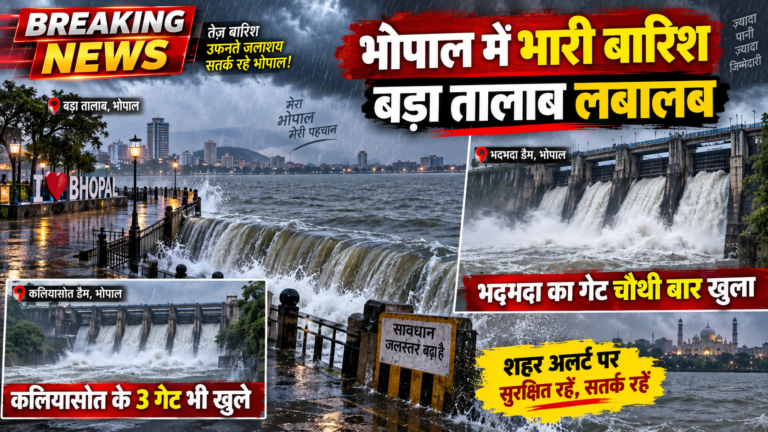 भोपाल में बारिश का असर: बड़ा तालाब फुल टैंक लेवल पर, भदभदा डैम का गेट चौथी बार खुला