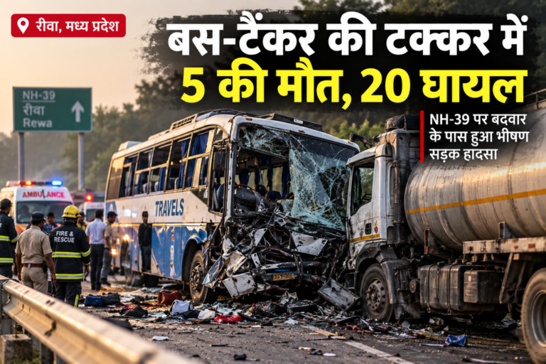 रीवा में भीषण हादसा: बस-ट्रक की टक्कर में 5 की मौत, कई घायल