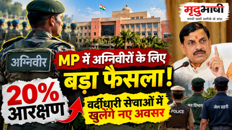 MP में अग्निवीरों के लिए बड़ा फैसला: वर्दीधारी सेवाओं में मिलेगा 20% आरक्षण