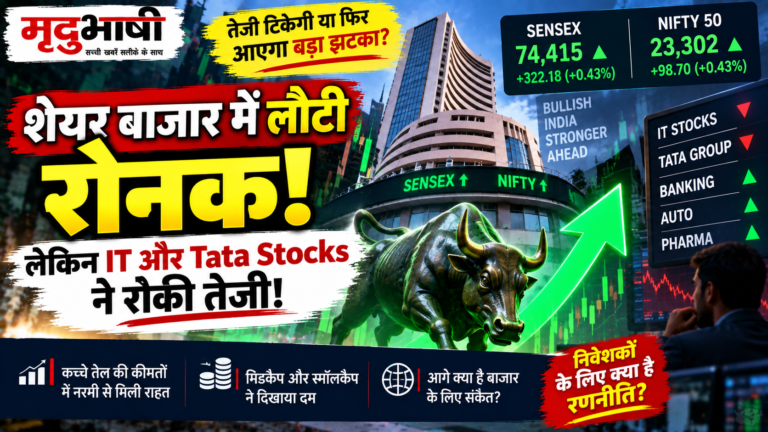 शेयर बाजार में लौटी थोड़ी रौनक: Sensex-Nifty ऊपर, लेकिन IT और Tata Stocks ने रोकी तेजी