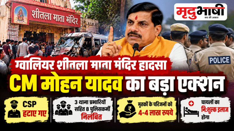 ग्वालियर शीतला माता मंदिर हादसा: CM मोहन यादव का बड़ा एक्शन, CSP हटाए गए; 8 पुलिसकर्मी सस्पेंड
