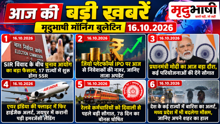 मृदुभाषी मॉर्निंग बुलेटिन शुक्रवार, 16 अक्टूबर 2026